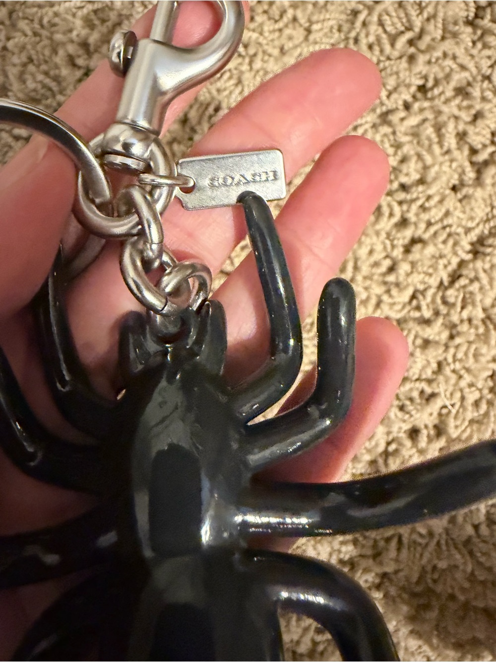 Coach Black Spider Keychain Charm - Picture 2 of 3